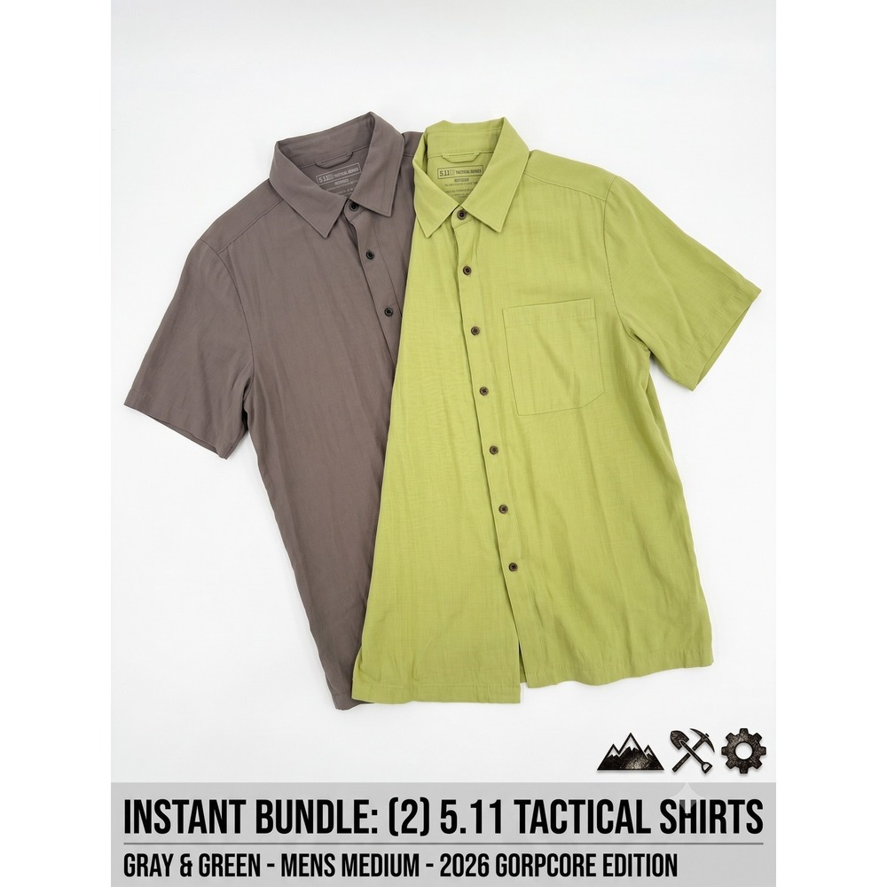 5.11 Tactical Series Mens‎ Utility Snap Shirts Medium Gray Green BUNDLE OF TWO